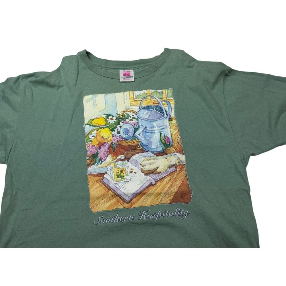 Hanes Green Shirt Womens Large Southern Hospitality J Paton Single Stitch 90s